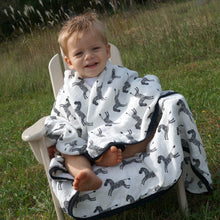 Load image into Gallery viewer, Zebras with Black Trim, Double Layer Blanket 50"x50" made from Bamboo