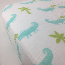 Load image into Gallery viewer, Crocodile Muslin Crib Sheet