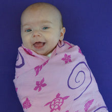 Load image into Gallery viewer, Pink Hawaiian Muslin Swaddle Blanket (bamboo)