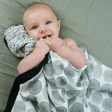 Load image into Gallery viewer, Modern Circles & Herringbone Triple Layer Bamboo Swaddling Blankets (47"x47")