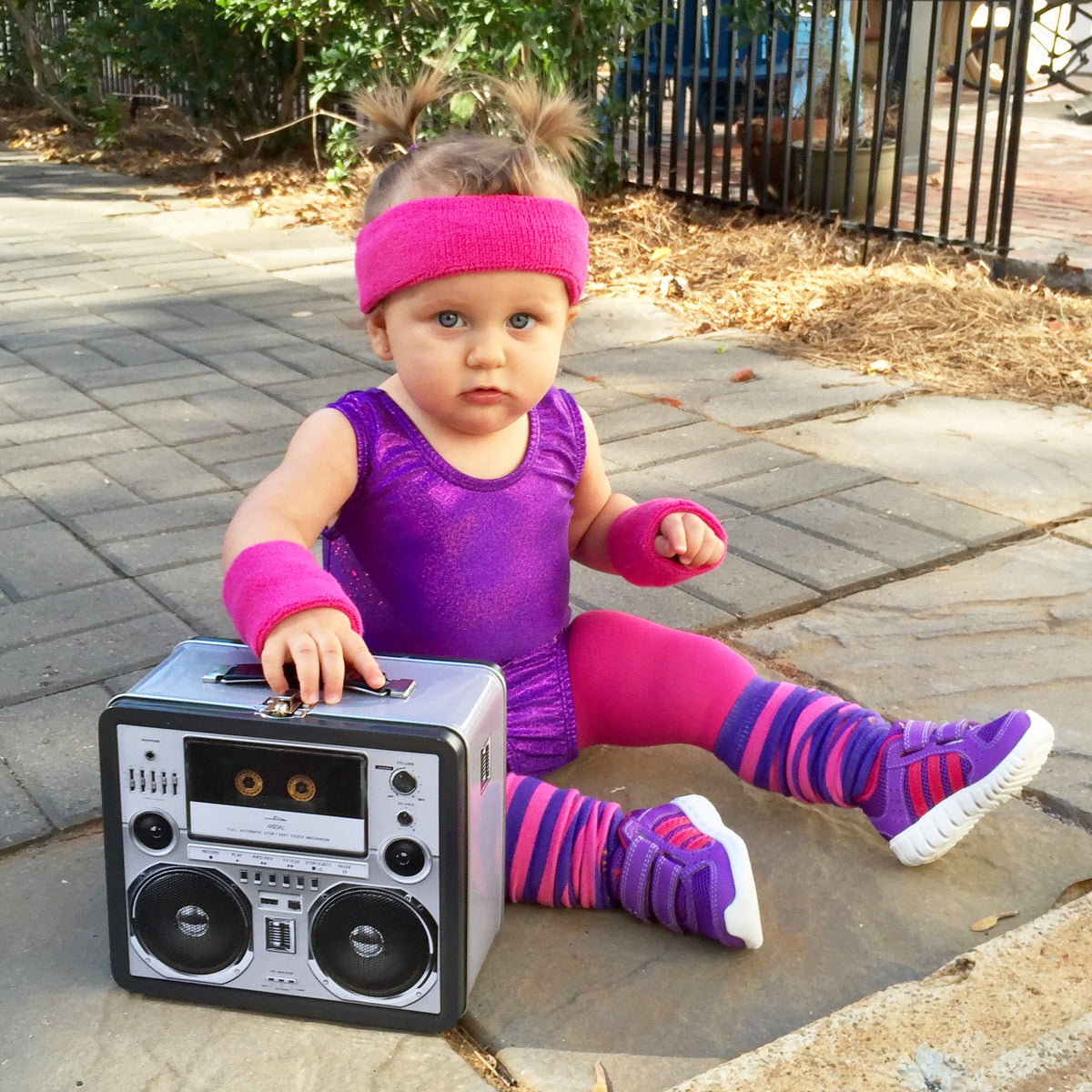 Pink & Purple Stripes Newborn Leg Warmers