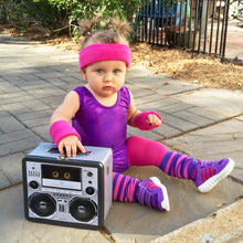 Load image into Gallery viewer, Pink & Purple Stripes  Newborn Leg Warmers