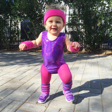 Load image into Gallery viewer, Pink & Purple Stripes  Newborn Leg Warmers
