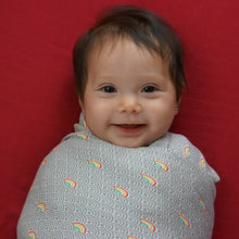 Load image into Gallery viewer, Rainbows Double Layer Blanket 50"x50" made from Bamboo, muslin, nursing cover, large size light weight blanket