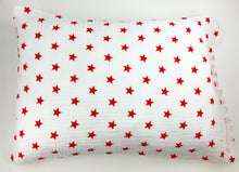 Load image into Gallery viewer, Red Stars Muslin Pillowcase