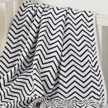 Load image into Gallery viewer, Black Chevron Muslin Swaddle Blanket