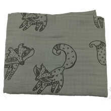 Load image into Gallery viewer, Gray Fox 2-layer Big Bambino: made with 100% Organic Cotton Muslin. (extra large 60"x72") for older kids & adults