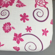 Load image into Gallery viewer, Pink Hawaiian Muslin Crib Sheet