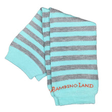Load image into Gallery viewer, Aqua and Grey Soft Stripes Baby Leg Warmers
