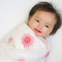 Load image into Gallery viewer, Double Layer Muslin Swaddling Blanket - Red Zen Flowers