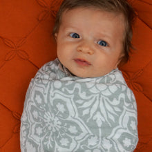 Load image into Gallery viewer, Floral Muslin Swaddle Blanket (Choice of Pink, Blue or Gray)