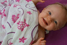 Load image into Gallery viewer, Pink Hawaiian Muslin Swaddle Blanket