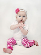 Load image into Gallery viewer, Small Pink & White Stripes Baby Leg Warmers