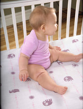Load image into Gallery viewer, Purple & Pink Jungle Animals Fitted Muslin Crib Sheet