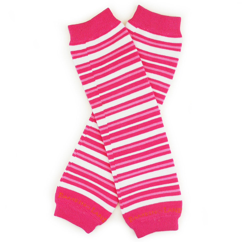 Small Pink & White Stripes Baby Leg Warmers