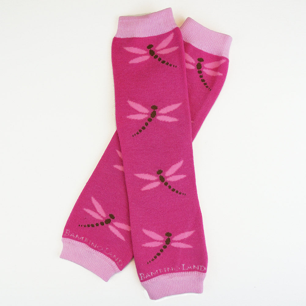 2 Pack Dragonflies Light and Dark Pink Baby Leg Warmers
