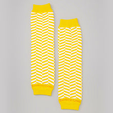 Load image into Gallery viewer, Herringbone Yellow &amp; White Baby Leg Warmers
