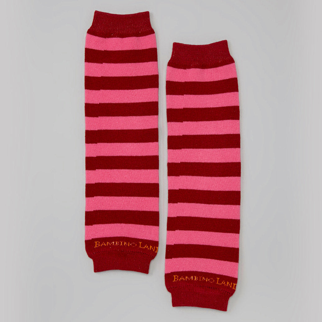 Red & Pink Stripes Baby Leg Warmers