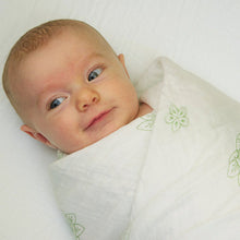 Load image into Gallery viewer, Double Layer Muslin Swaddling Blanket - Green Zen Flowers