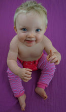 Load image into Gallery viewer, Herringbone Chevron Pink Purple Baby Leg Warmers