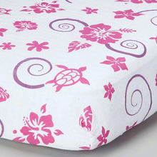 Load image into Gallery viewer, Pink Hawaiian Muslin Crib Sheet