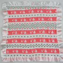 Load image into Gallery viewer, Small Satin Trimmed 2-layer Snuggle Blanket, Lovey (15"X15") - Storks with Chevron Stripes