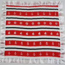 Load image into Gallery viewer, Small Satin Trimmed 2-layer Snuggle Blanket, Lovey (15"X15") - Red and Black Nautical Stripes