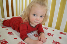 Load image into Gallery viewer, Peace & Love Owl Muslin Fitted Crib Sheet