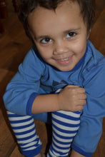 Load image into Gallery viewer, Light Blue & Dark Blue Stripes Leg Warmers