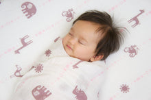 Load image into Gallery viewer, Purple & Pink Jungle Animals Fitted Muslin Crib Sheet