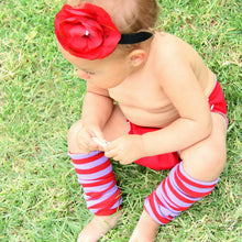 Load image into Gallery viewer, Purple & Red Stripes Baby Leg Warmers