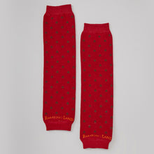 Load image into Gallery viewer, Red with Brown Stars Baby Leg Warmers