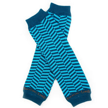 Load image into Gallery viewer, Herringbone Chevron Blue Teal Baby Leg Warmers