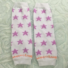 Load image into Gallery viewer, White and Purple Stars Newborn Leg Warmers