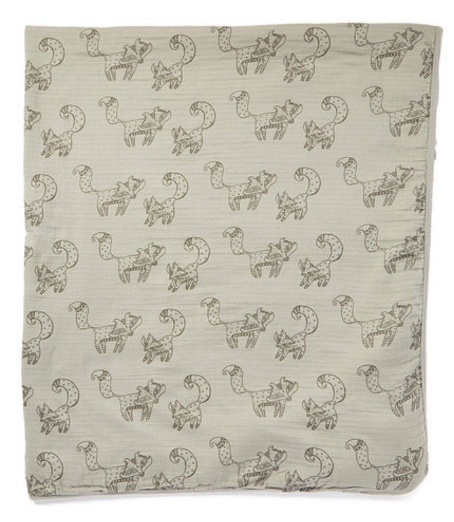 Gray Fox 2-layer Big Bambino: made with 100% Organic Cotton Muslin. (extra large 60"x72") for older kids & adults
