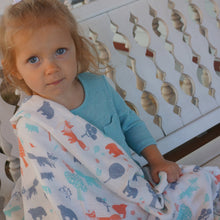 Load image into Gallery viewer, Forest Animals - 1 Single Layer Swaddles 50"x50" made from Bamboo, muslin, nursing cover, large size light weight blanket