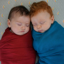Load image into Gallery viewer, Red & Teal, 2pack of BAMBOO Solids - Muslin Swaddles 50"x50" made from Bamboo, muslin, nursing cover, large size light weight blanket