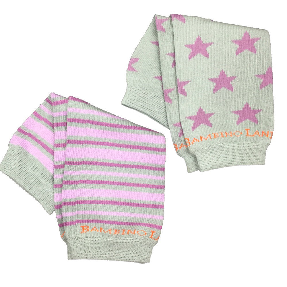 2 Pack - Gray and Purple Stars and Stripes Newborn Baby Leg Warmer