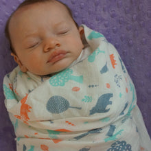 Load image into Gallery viewer, Forest Animals - 1 Single Layer Swaddles 50"x50" made from Bamboo, muslin, nursing cover, large size light weight blanket