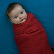 Load image into Gallery viewer, Red & Teal, 2pack of BAMBOO Solids - Muslin Swaddles 50"x50" made from Bamboo, muslin, nursing cover, large size light weight blanket
