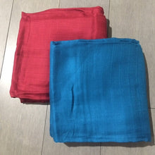Load image into Gallery viewer, Red & Teal, 2pack of BAMBOO Solids - Muslin Swaddles 50"x50" made from Bamboo, muslin, nursing cover, large size light weight blanket