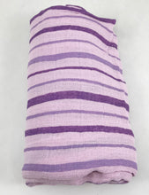 Load image into Gallery viewer, Star and Stripes Purple Muslin Swaddle Set (2 pack of blankets) Light weight guaze style wrap