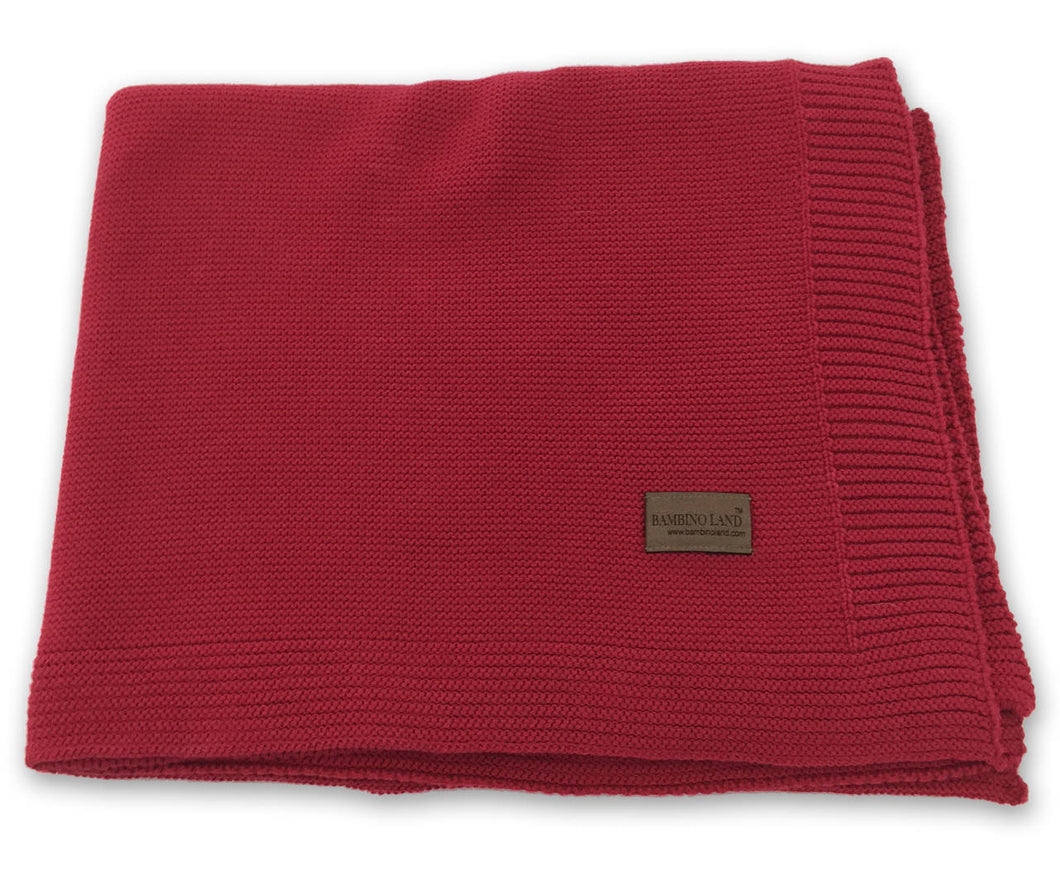 Knit Baby Blanket - Red