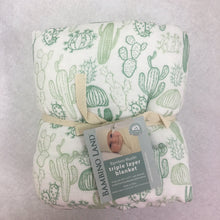 Load image into Gallery viewer, Cactus Baby Blanket - 3 layers of soft muslin, made from bamboo/cotton blend. Great for swaddling, nursing cover, travel blanket and more