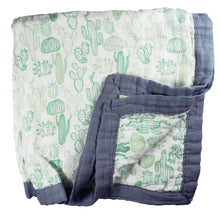 Load image into Gallery viewer, Cactus Baby Blanket - 3 layers of soft muslin, made from bamboo/cotton blend. Great for swaddling, nursing cover, travel blanket and more