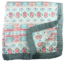 Load image into Gallery viewer, Southwestern Baby Blanket - 3 layers of soft muslin, bamboo/cotton blend. Great for swaddling, nursing cover, travel blanket and more