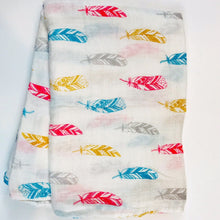 Load image into Gallery viewer, Feathers Muslin Swaddle