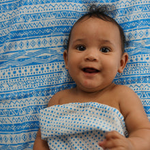 Load image into Gallery viewer, Blue Dots & Geometric Blue Muslin Swaddle Blanket Set of 2