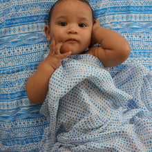 Load image into Gallery viewer, Blue Dots & Geometric Blue Muslin Swaddle Blanket Set of 2