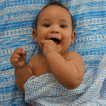 Load image into Gallery viewer, Blue Dots & Geometric Blue Muslin Swaddle Blanket Set of 2